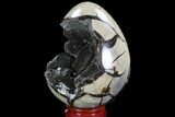 Septarian Dragon Egg Geode - Black Crystals #89579-2